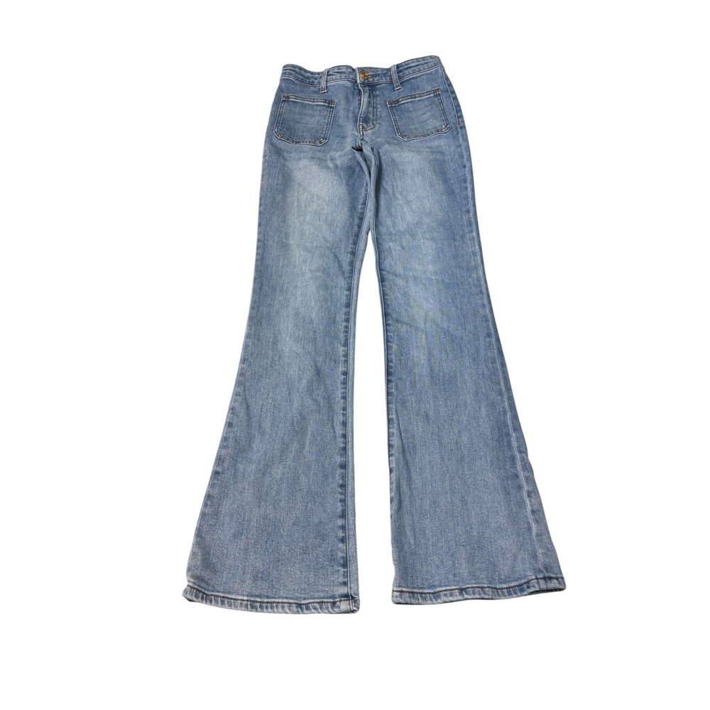 Kut from the Kloth Ana High Rise Flare Jeans Wash Patch Pocket Womens 2 28X31